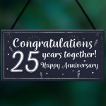 Congratulations 25th Wedding Anniversary Gift Plaque Silver 