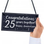 Congratulations 25th Wedding Anniversary Gift Plaque Silver 