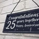 Congratulations 25th Wedding Anniversary Gift Plaque Silver 