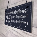 Congratulations 25th Wedding Anniversary Gift Plaque Silver 