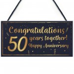 Congratulations 50th Wedding Anniversary Gift Plaque Gold Gift