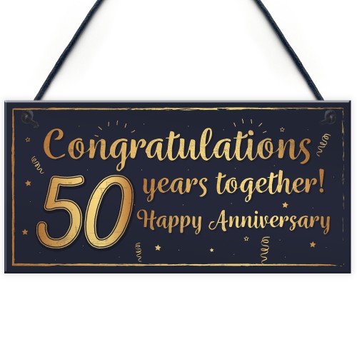 Congratulations 50th Wedding Anniversary Gift Plaque Gold Gift