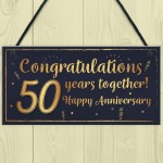 Congratulations 50th Wedding Anniversary Gift Plaque Gold Gift