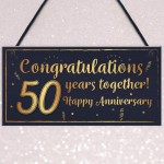 Congratulations 50th Wedding Anniversary Gift Plaque Gold Gift