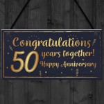 Congratulations 50th Wedding Anniversary Gift Plaque Gold Gift