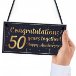 Congratulations 50th Wedding Anniversary Gift Plaque Gold Gift