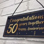 Congratulations 50th Wedding Anniversary Gift Plaque Gold Gift