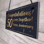 Congratulations 50th Wedding Anniversary Gift Plaque Gold Gift