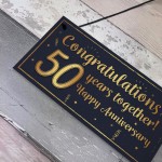 Congratulations 50th Wedding Anniversary Gift Plaque Gold Gift