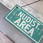 Nudist Area Hot Tub Sign Chic Novelty Garden Swimming Pool Gift