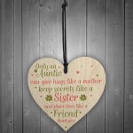 Special Auntie Sister Gift Handmade Wood Heart Birthday Plaque