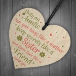 Special Auntie Sister Gift Handmade Wood Heart Birthday Plaque