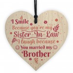 Funny Sister In Law Birthday Card Heart Plaque Keepsake Gifts