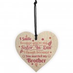 Funny Sister In Law Birthday Card Heart Plaque Keepsake Gifts