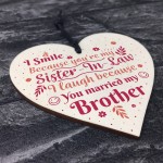 Funny Sister In Law Birthday Card Heart Plaque Keepsake Gifts