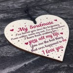 Soulmate Gifts Heart Plaque Anniversary Birthday I Love You Gift