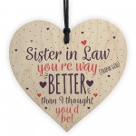 Special Sister In Law Gift Wooden Heart Plaque Keepsake Gift