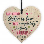 Birthday Sister In Law Gift Plaque Handmade Wooden Heart Sign 