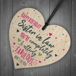 Birthday Sister In Law Gift Plaque Handmade Wooden Heart Sign 