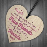 True Friends Friendship Best Friend Gift Plaque Wood Heart Sign