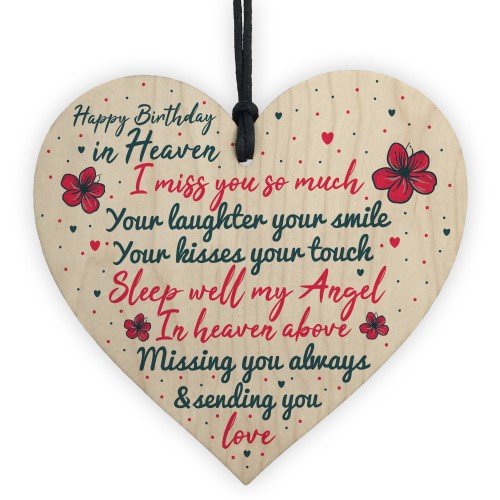 Happy Birthday In Heaven Wooden Heart Mum Dad Nan Memorial