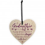 Thank You Godmother Wood Heart Godfather Godparent Gift 