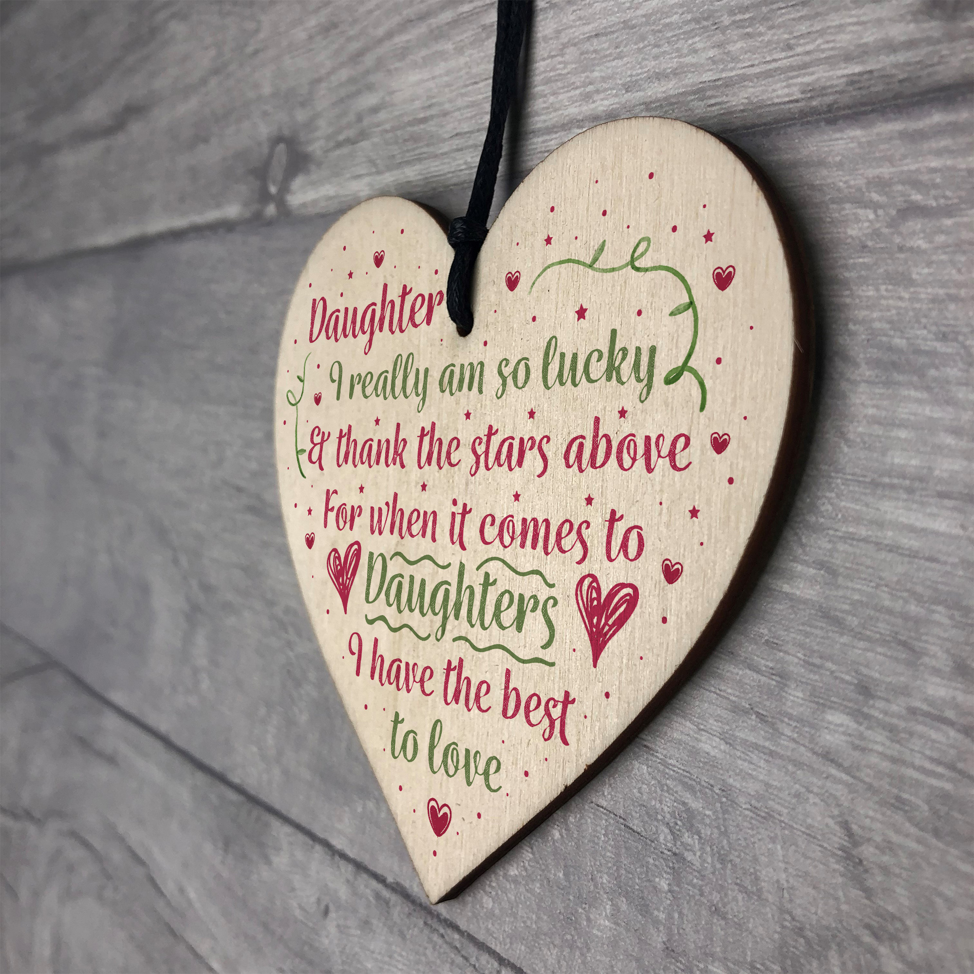 Handmade Gift For Daughter Wooden Heart Chic Birthday Plaque