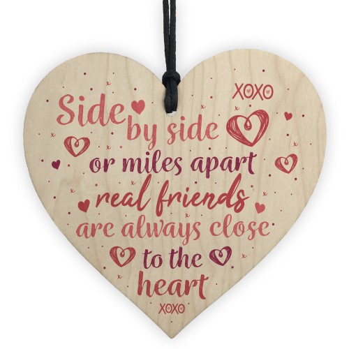 Real Friends Friendship Handmade Gift Wood Heart Keepsake Plaque