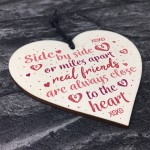 Real Friends Friendship Handmade Gift Wood Heart Keepsake Plaque