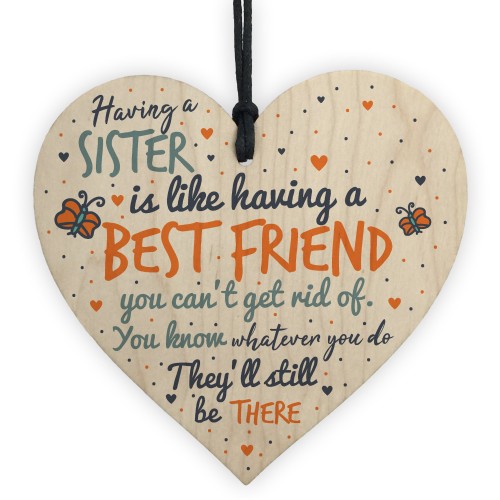 Sister Best FRIEND Gifts Wood Heart Christmas Friendship Gifts