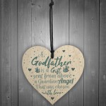 Thank You Godfather Wood Heart Godmother Godparent Gift