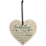 Thank You Godfather Wood Heart Godmother Godparent Gift