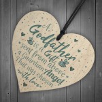 Thank You Godfather Wood Heart Godmother Godparent Gift