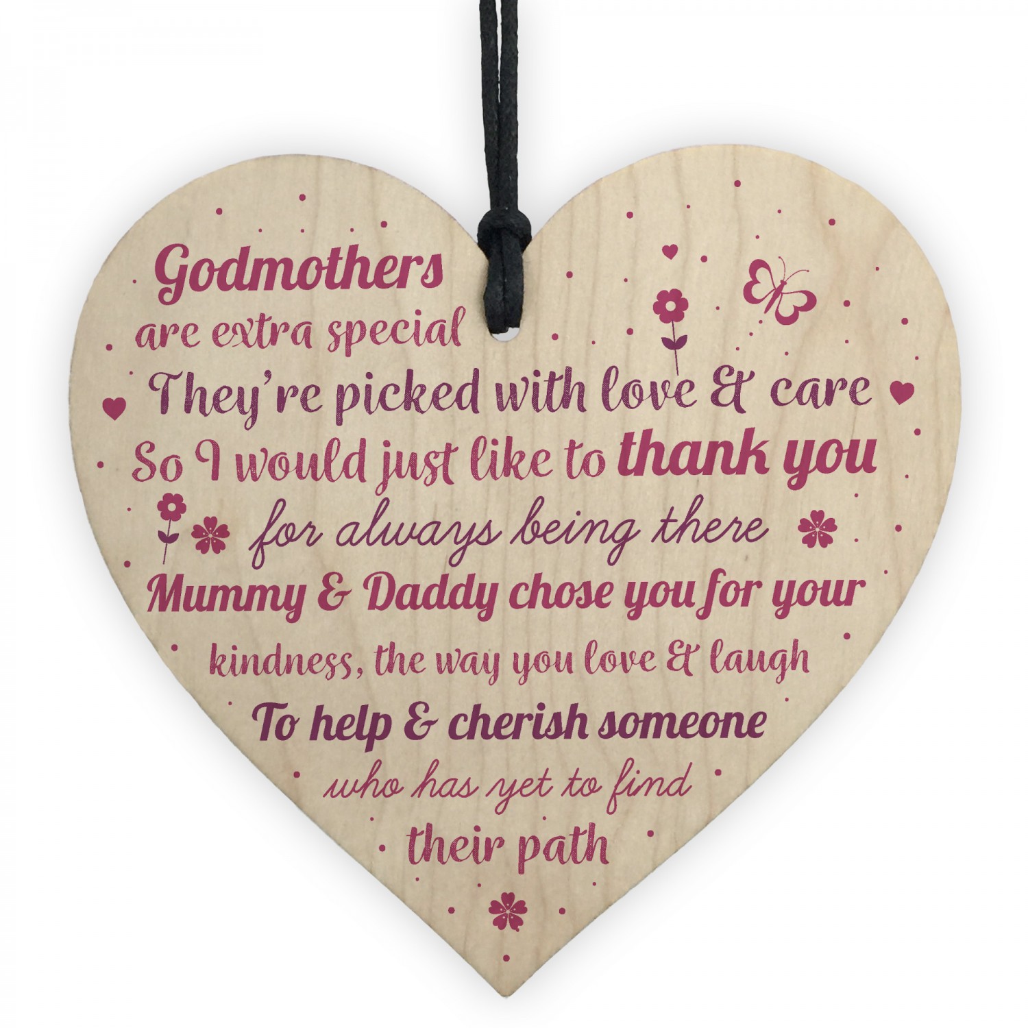 Thank You Godparents Heart Godmother Godfather Christening Card