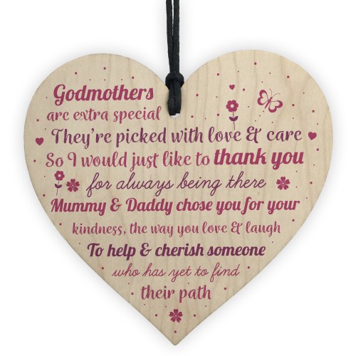 Thank You Godparents Heart Godmother Godfather Christening Card 