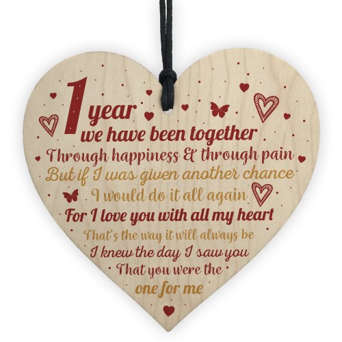 Anniversary 1st Wedding Engagement Wood Heart Plaque Gifts