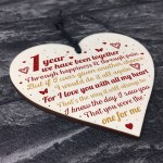 Anniversary 1st Wedding Engagement Wood Heart Plaque Gifts