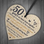 Anniversary 50th Wedding Engagement Wood Heart Plaque Gifts