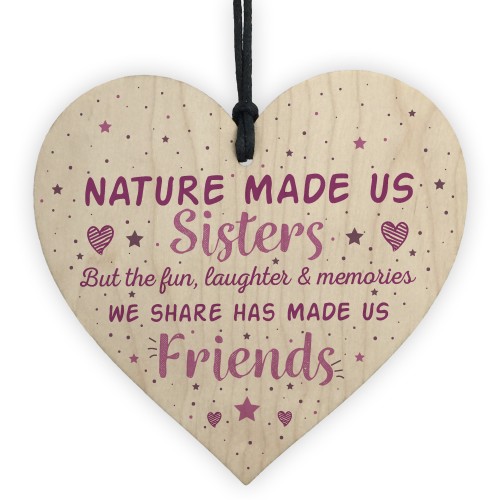 Sister Friends Gifts Wooden Heart Plaque Family Friendship Gift