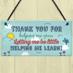 Nursery Teacher Preschool THANK YOU Gift Hanging Sign Plaque 