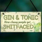 Gin & Tonic Gift For Gin Lovers Hanging Alcohol Kitchen Plaque