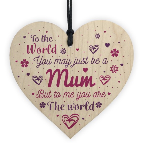 Mum Mummy Gift Quote Wooden Heart Sign Gift For Mum Birthday 