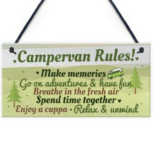 Novelty Campervan Camper VW Rules Travel Holiday Gift Plaque