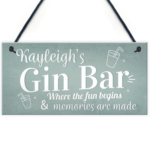 Gin Bar Personalised Sign Gin Gifts For Women Gin Lovers Gin