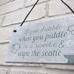 Nautical Quirky Grey Bathroom Signs Funny Wipe The Seatie Plaque