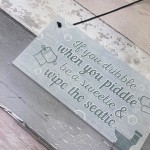 Nautical Quirky Grey Bathroom Signs Funny Wipe The Seatie Plaque