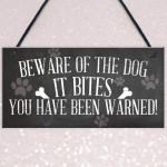 Funny Beware Of The Dog It Bites Dog Hanging Plaque Home Sign