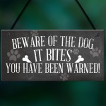 Funny Beware Of The Dog It Bites Dog Hanging Plaque Home Sign