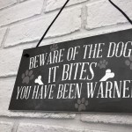 Funny Beware Of The Dog It Bites Dog Hanging Plaque Home Sign