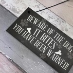 Funny Beware Of The Dog It Bites Dog Hanging Plaque Home Sign